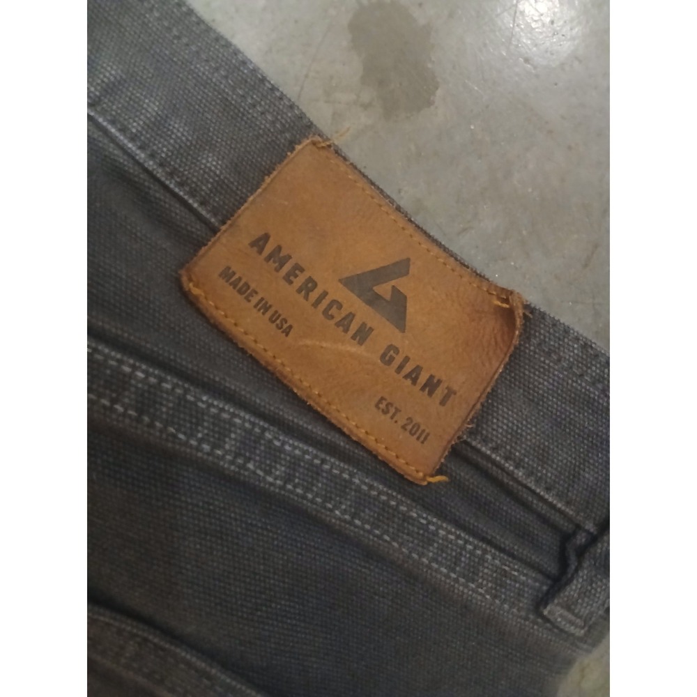 American Giant Pants Mens 32X28 (Tag 34x30) Gray Roughneck Canvas Slim USA - Picture 5 of 8